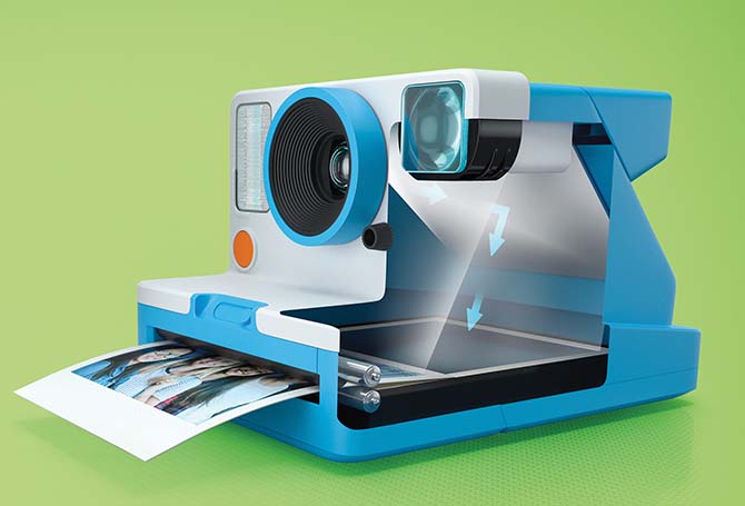 Illustration of the interior of a polaroid camera
