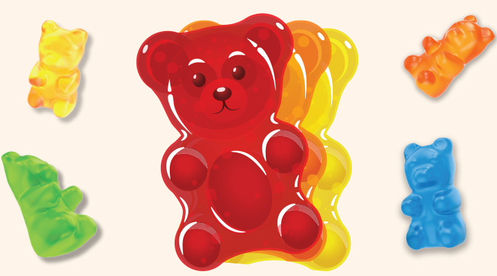 Illustration of colorful gummy bears