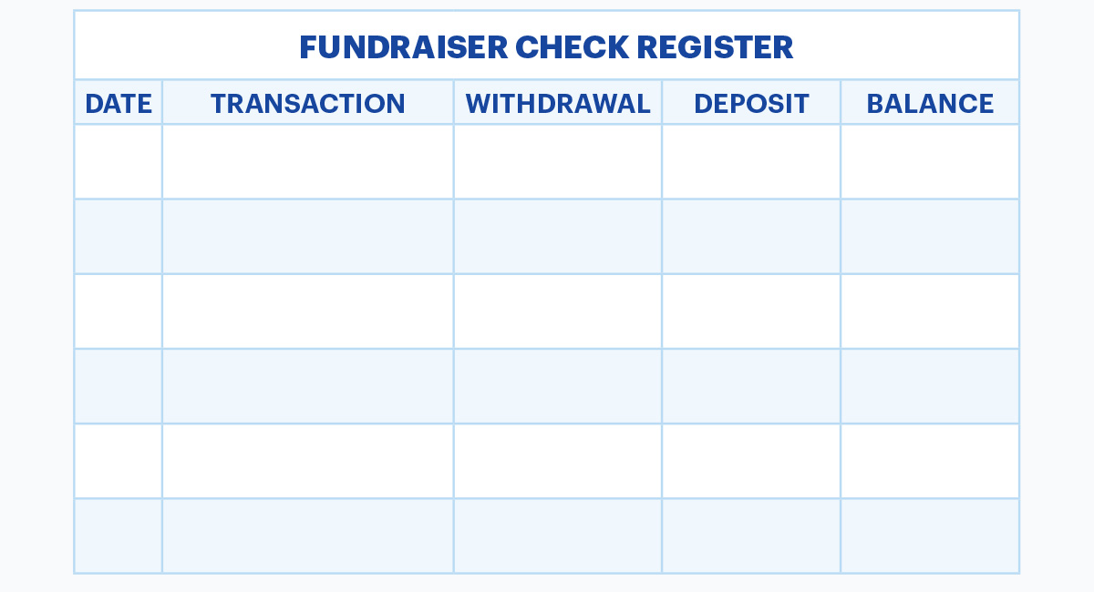 Image of a Fundraiser Check Register