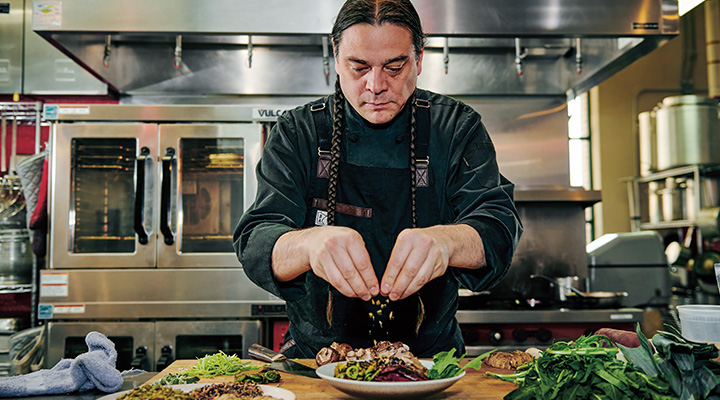 Photo of a chef preparing food